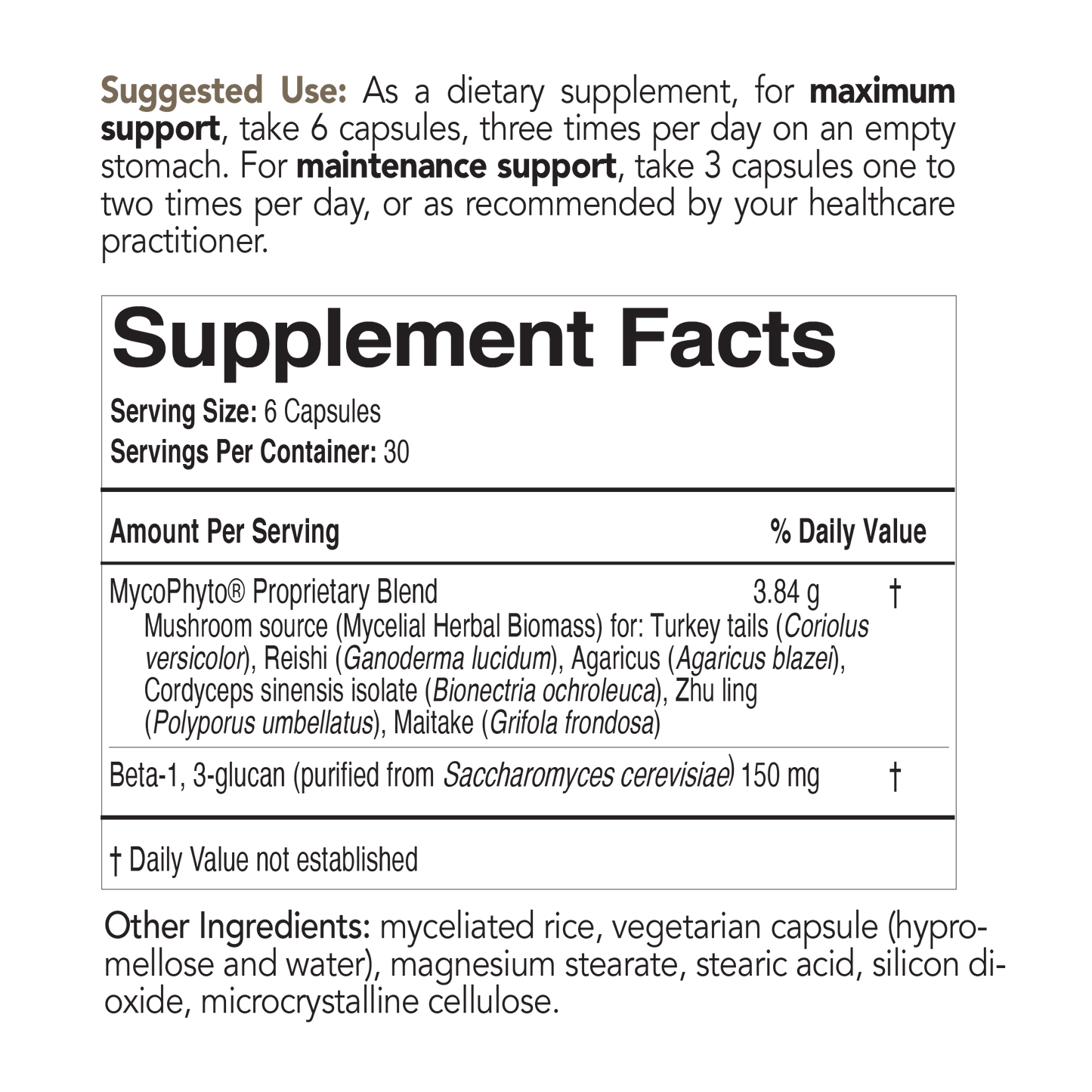best mushroom supplement nutrition information